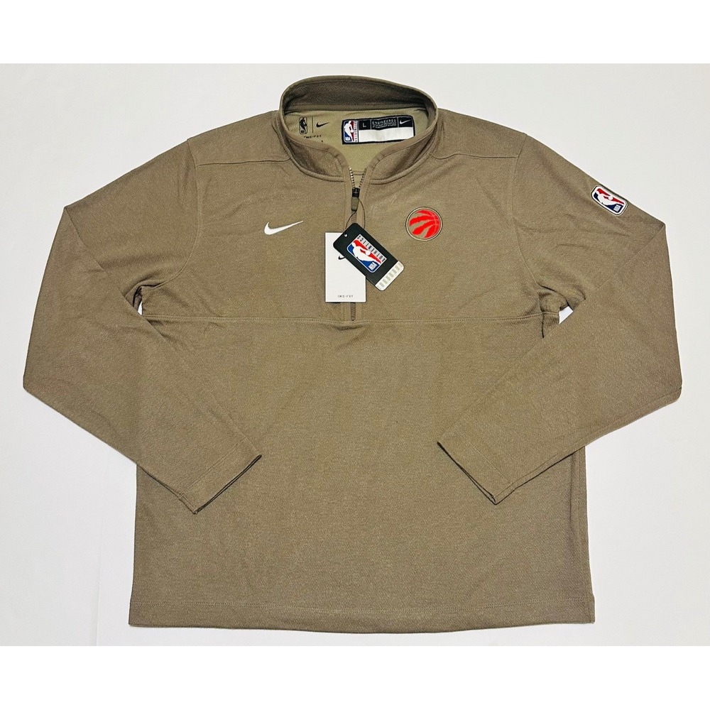 Nike NBA Dri-Fit Toronto Raptors Mens L Brown Quarter Zip Pullover FB6274-040